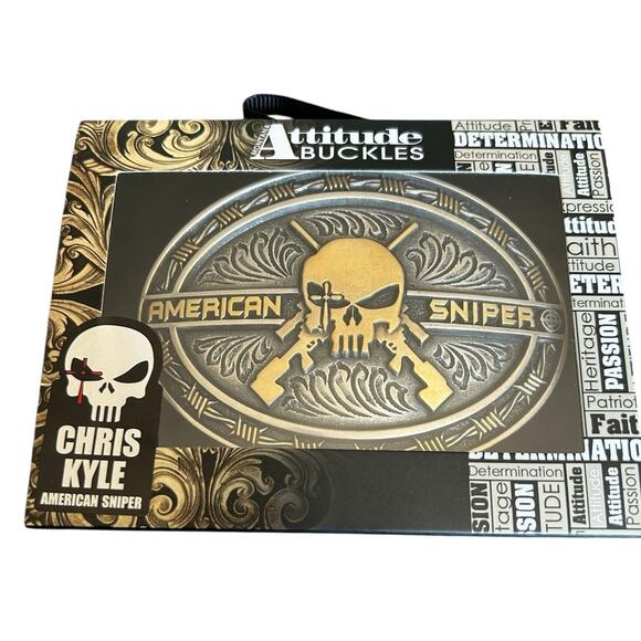 Montana Silversmiths Chris Kyle American Sniper Attitude Belt Buckle NIB - Picture 1 of 4